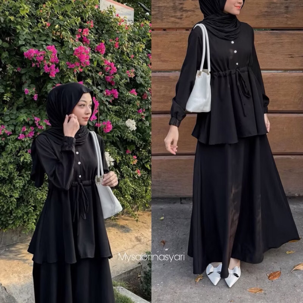 SAYLA DRESS: PLAIN GAMIS MADE FROM STRECH LINEN MATERIAL, ออกแบบทันสมัย, นางแบบกระโปรงเรียบง่าย