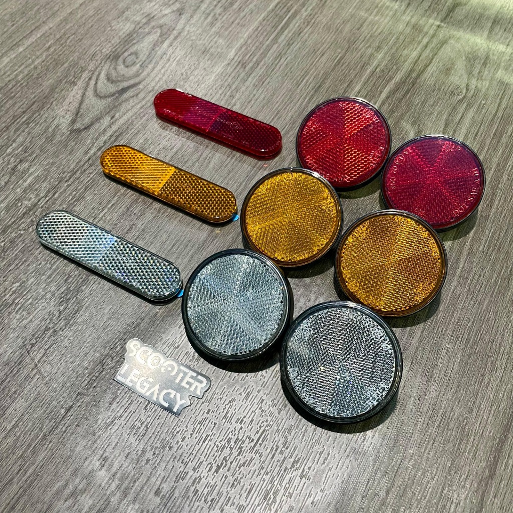 MATA Euro White Red Yellow Reflector Cat Eye Vespa Sprint Primavera S LX LXV GTS