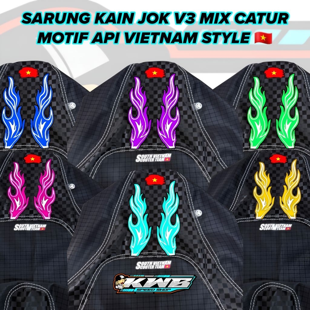 ผ้าคลุมเบาะหนัง V3 Mix Carbon Chess Fire Motif V1 Dragon Skin เวียดนามโลโก้สไตล์ Universal รถจักรยาน