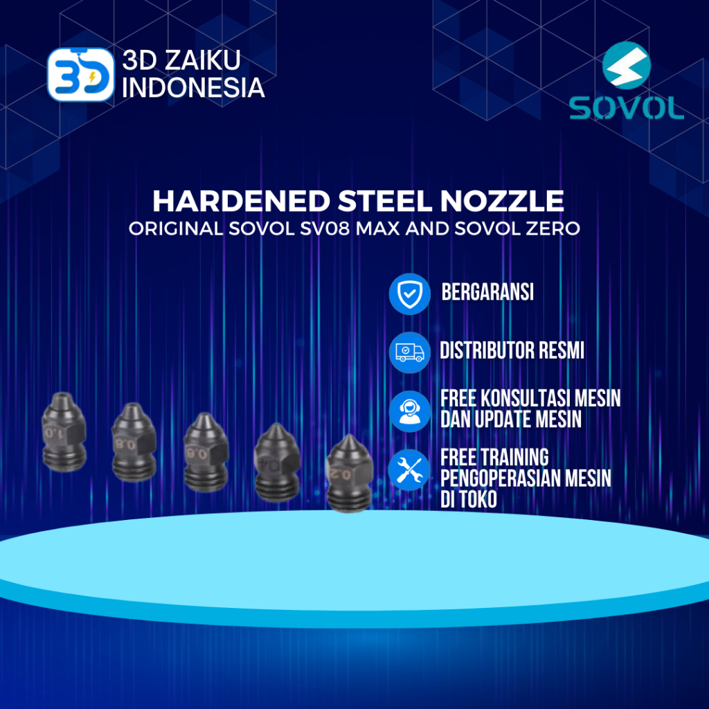 หัวฉีดเหล็กชุบแข็ง Suvol SV08 MAX และ Sovol Zero ดั้งเดิม