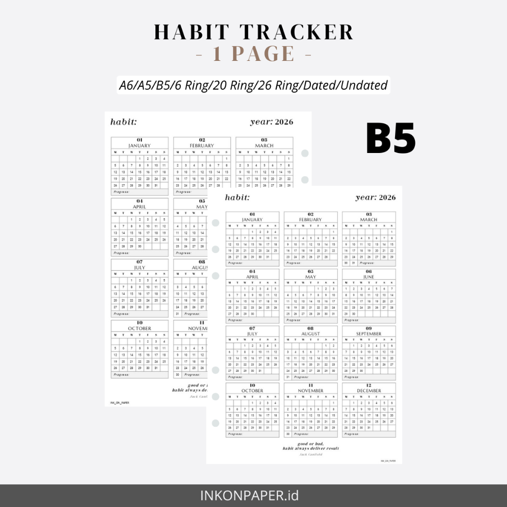 B5 - Planner 2026, Habit Tracker โดย INK_ON_PAPER