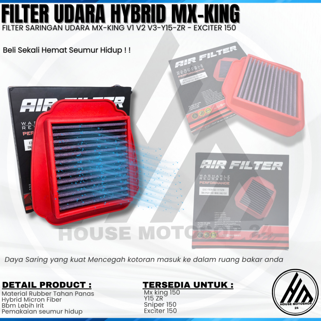 กรองไฮบริด MX King 150 กรองอากาศสูงสุดทุกประเภท Mx-King V1 v2 v3 ฝาครอบอากาศ