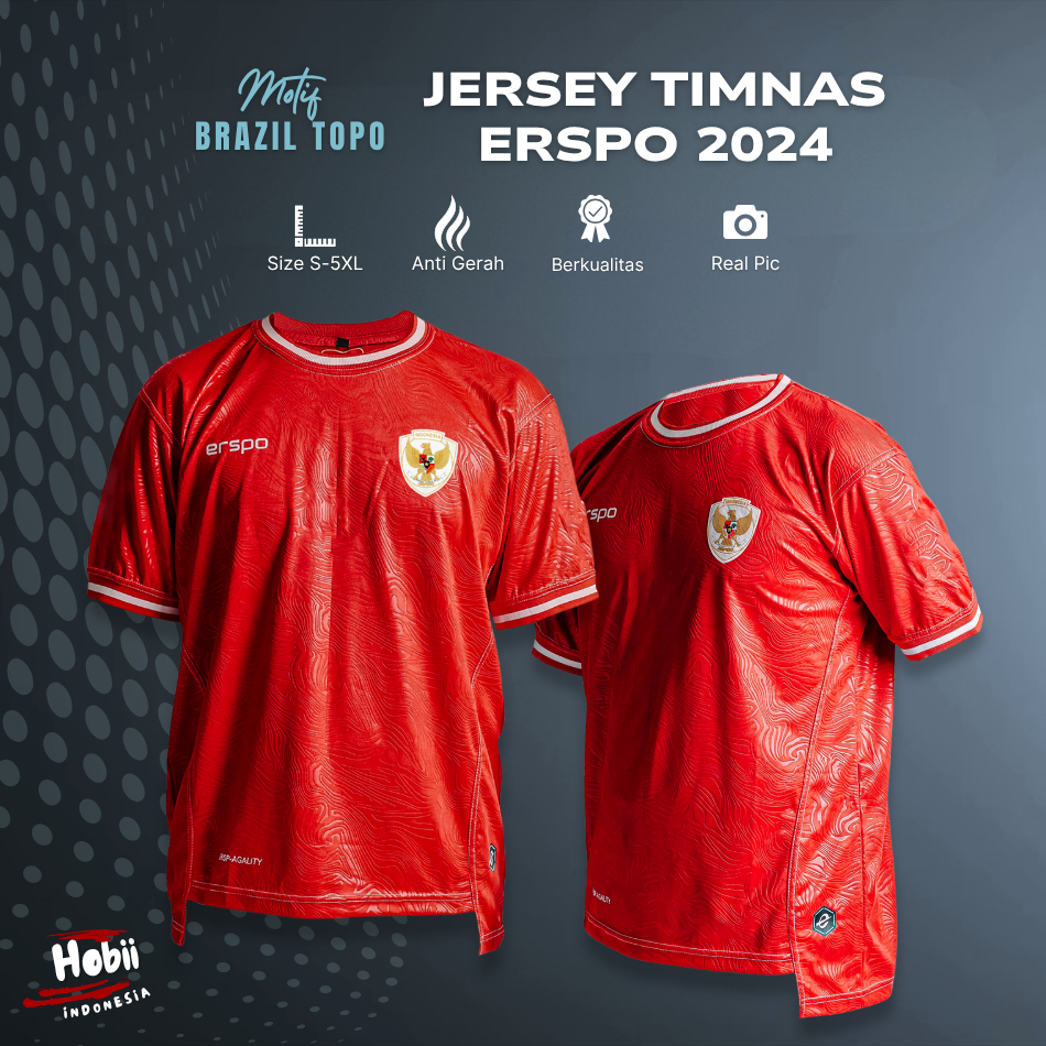 MERAH ทีมชาติอินโดนีเซีย 2024 สีแดงเกรด 0ri Unisex Bigsize Oversize นูน Jersey