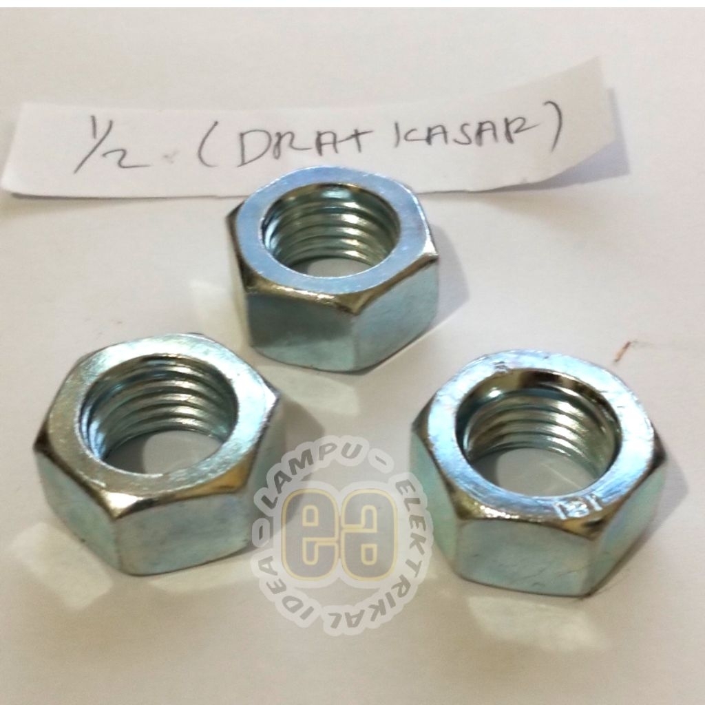 น็อต GALVANIZED 1/2" / น็อตสีขาว 12 มม. / M12 เบรกสั้น / น็อตกัลวาไนซ์