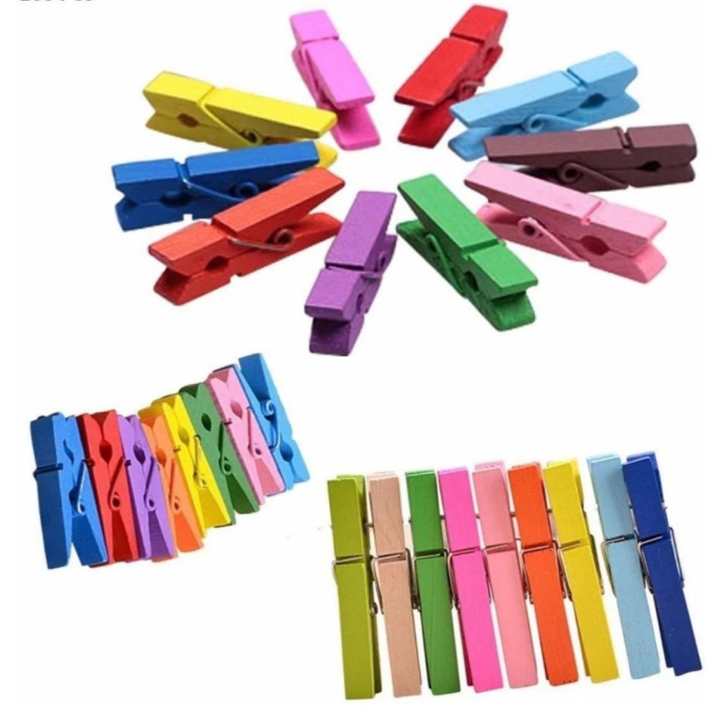 Colourful Photo Clip - Wooden Clip Photo Clip Peg ขนาด 3.5 cm x 0.7 cm - สีเหลือง