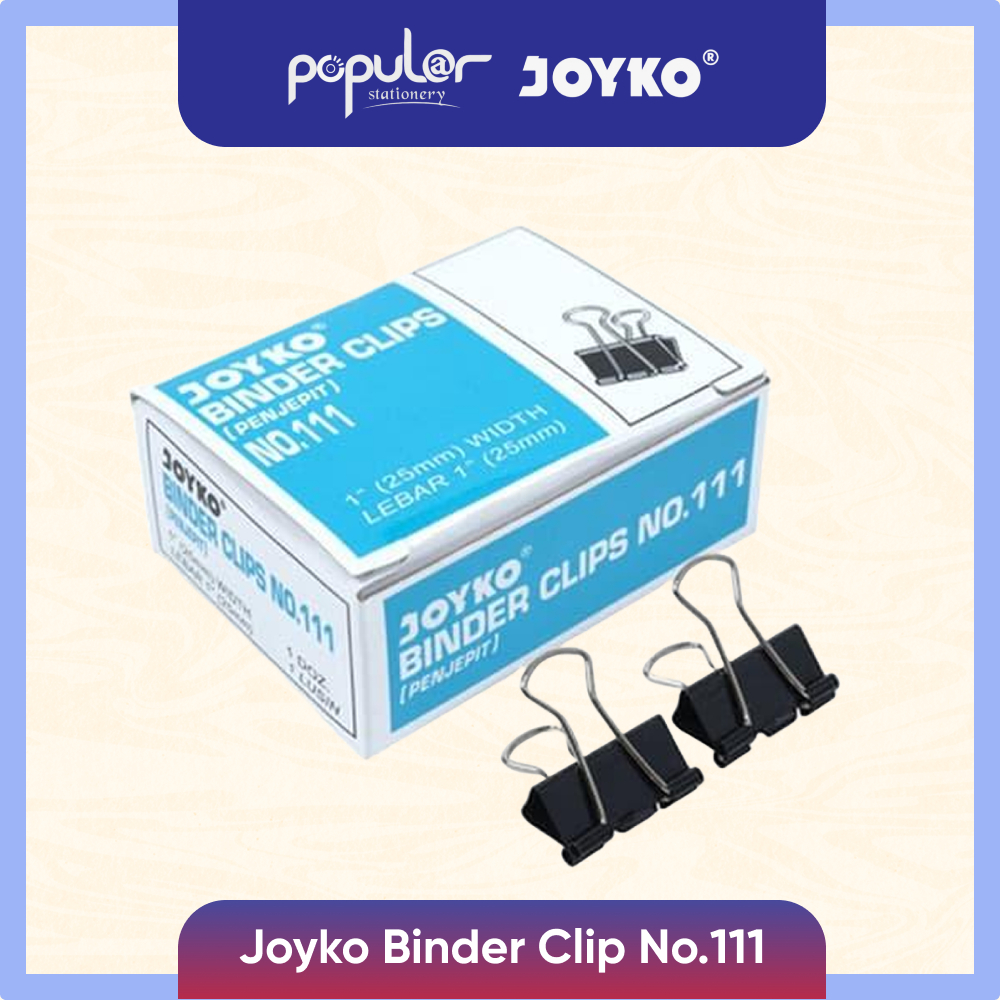 [เนื้อหา 12] Joyko 111 Binder Clip / Joyko Binder Clip Paper Clip No. 111 (25 mm) Per Box (12 ชิ้น)