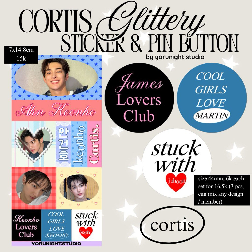 [PO] CORTIS Sticker Glitter Pin Button Glitter