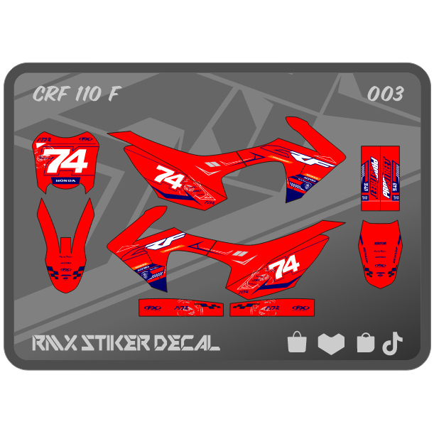 STABILO HIJAU MERAH CRF 110 FULLBODY STICKER (003) สติ๊กเกอร์รูปลอก DECAL 110F MINI TRAIL MINITRAIL 
