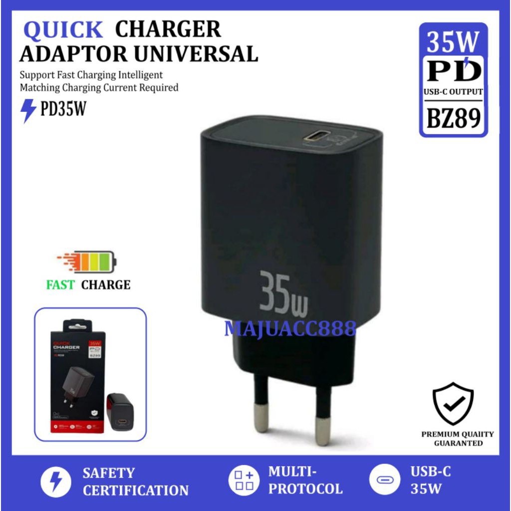 อะแดปเตอร์ Batok USB-C PD 35W BZ89 Fast Charging Universal Charger Head Adapter สําหรับ Android