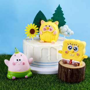 CAke topper ตกแต่ง Spongebob Squarepants Patrick star Pineapple Pig ตกแต่ง