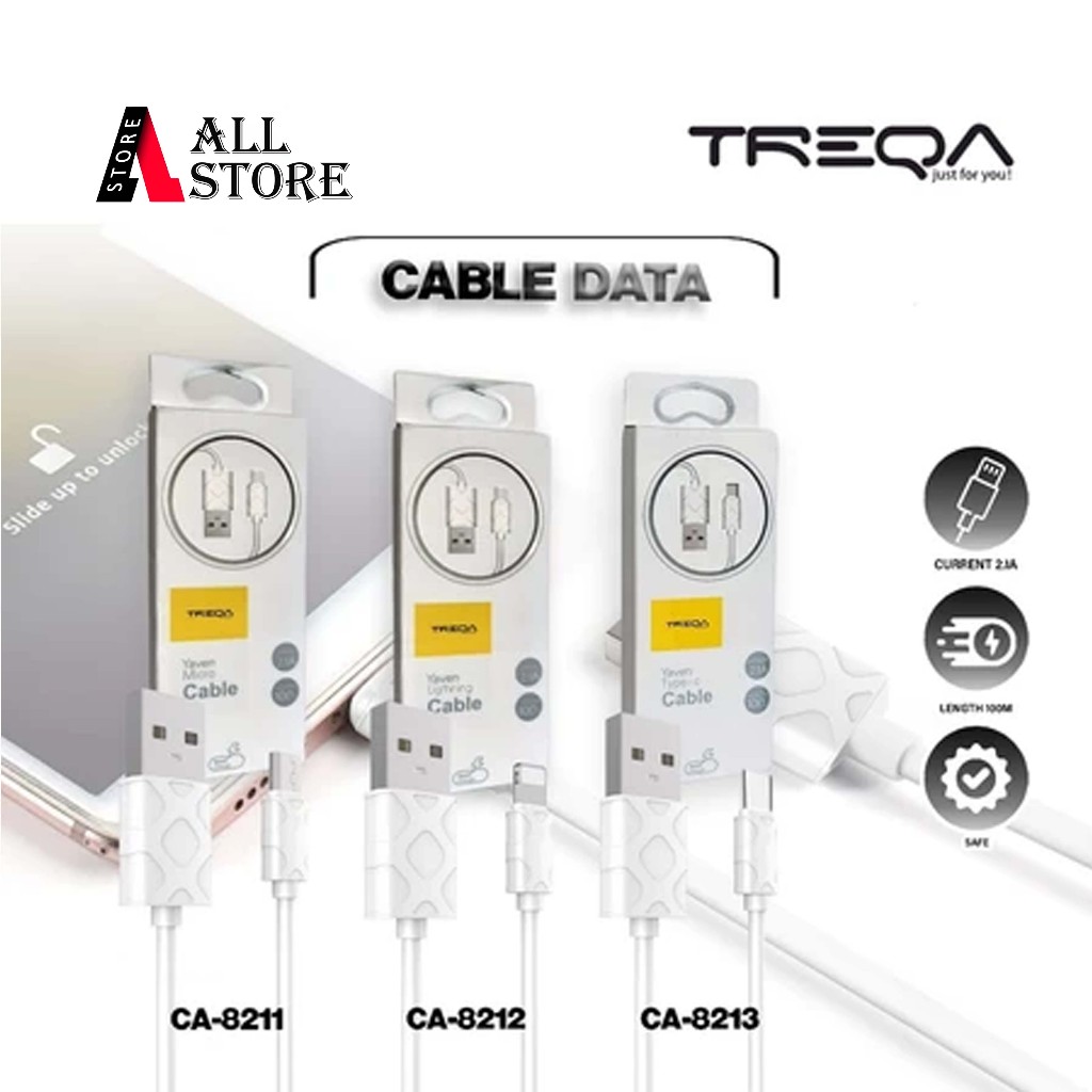 TREQA CA-8211/CA-8212/CA-8213 สายเคเบิลข้อมูล Usb สําหรับ TYPE-C/MICRO/IPHONE/IOS - ความเร็วการชาร์จ