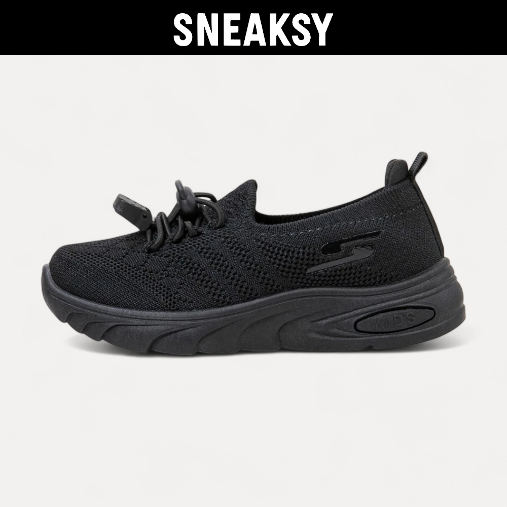 COLLEIN สีดํารองเท้าเด็กรองเท้าผ้าใบถัก Dead Laces และสีดําและสีขาว - TB356-K&T