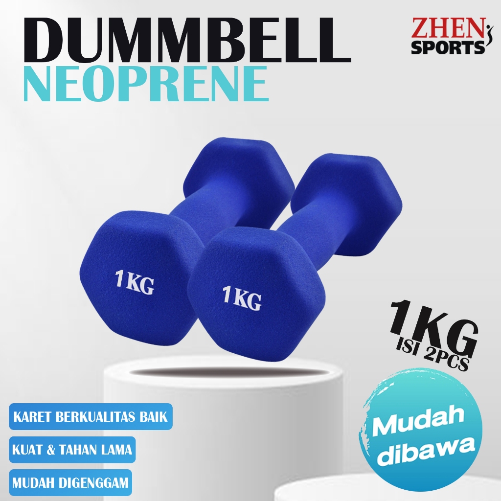ZHEN SPORT MINI DUMBBELL SET / NEOPRENE CAST IRON BARBEL 1KG (2 ชิ้น)