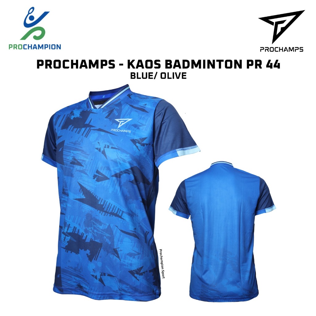 Prochamps Full Print FP PR 44 Blue Olive Badminton Jersey