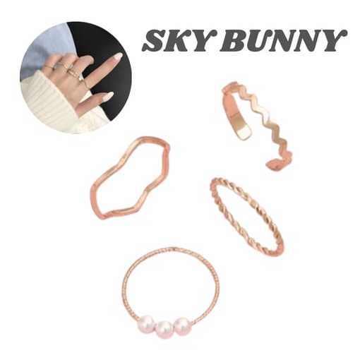 Sky bunny - แหวนผู้หญิงใน VARIOUS SHAPES 1 ชุด 5 แฟชั่นเทรนด์