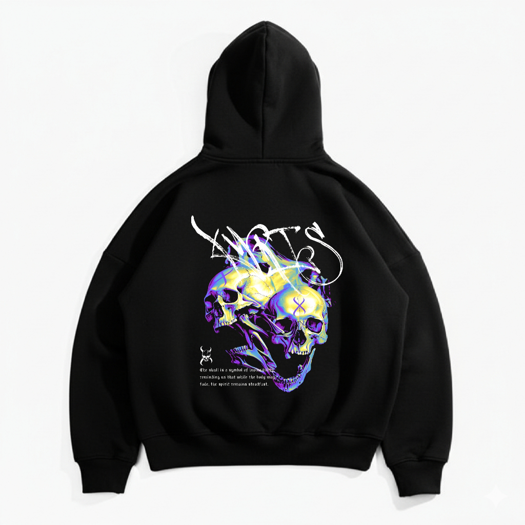 SEPASTUSH Hoodie Boxy Crop Oversize Lyrts - เสื้อฮู้ดผู้ชายสีดํา