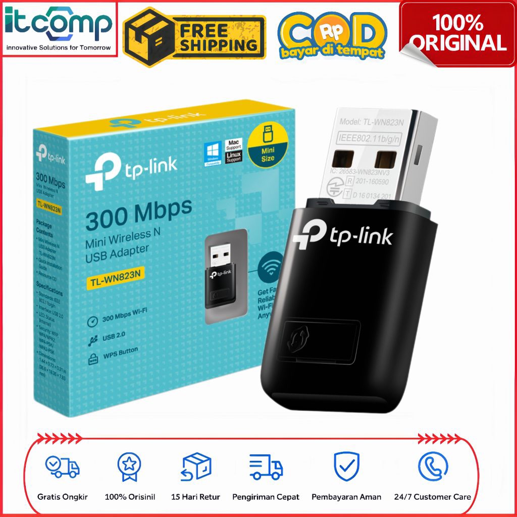 TP-Link WN823N Wi-Fi 5 300Mbps Nano Wireless USB 2.0 Adapter