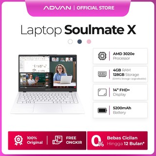 [FREE STAND LAPTOP] ADVAN Soulmate X | 14 Inch FHD | AMD 3020e | 4GB/128GB Upgradable | Slim & Elegant Design | Charger Type C | Free WINDOWS 11 Original | Garansi Resmi 1 Tahun