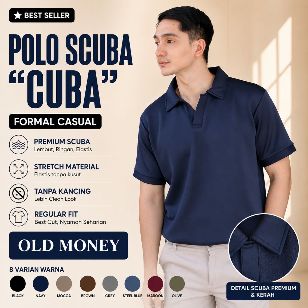 SVN CLUB - เสื้อโปโล Scuba พรีเมี่ยมสั้น CUBA Sanvanina | เสื้อคอปกเสื้อโปโลผู้ชายปกติพอดี