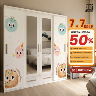 (Koleksi Baru!)Lemari Besi Premium 2 3 4 5 6 Pintu Motif Baru | Lemari Pakaian Anti Karat & Kokoh
