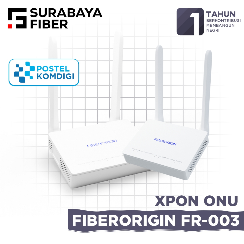 XPON ONT Fiberrigin FR-003RX8 โมเด็ม Postel - EPON GPON Uplink LAN Wifi Router - 2.4Ghz SNMP TR069