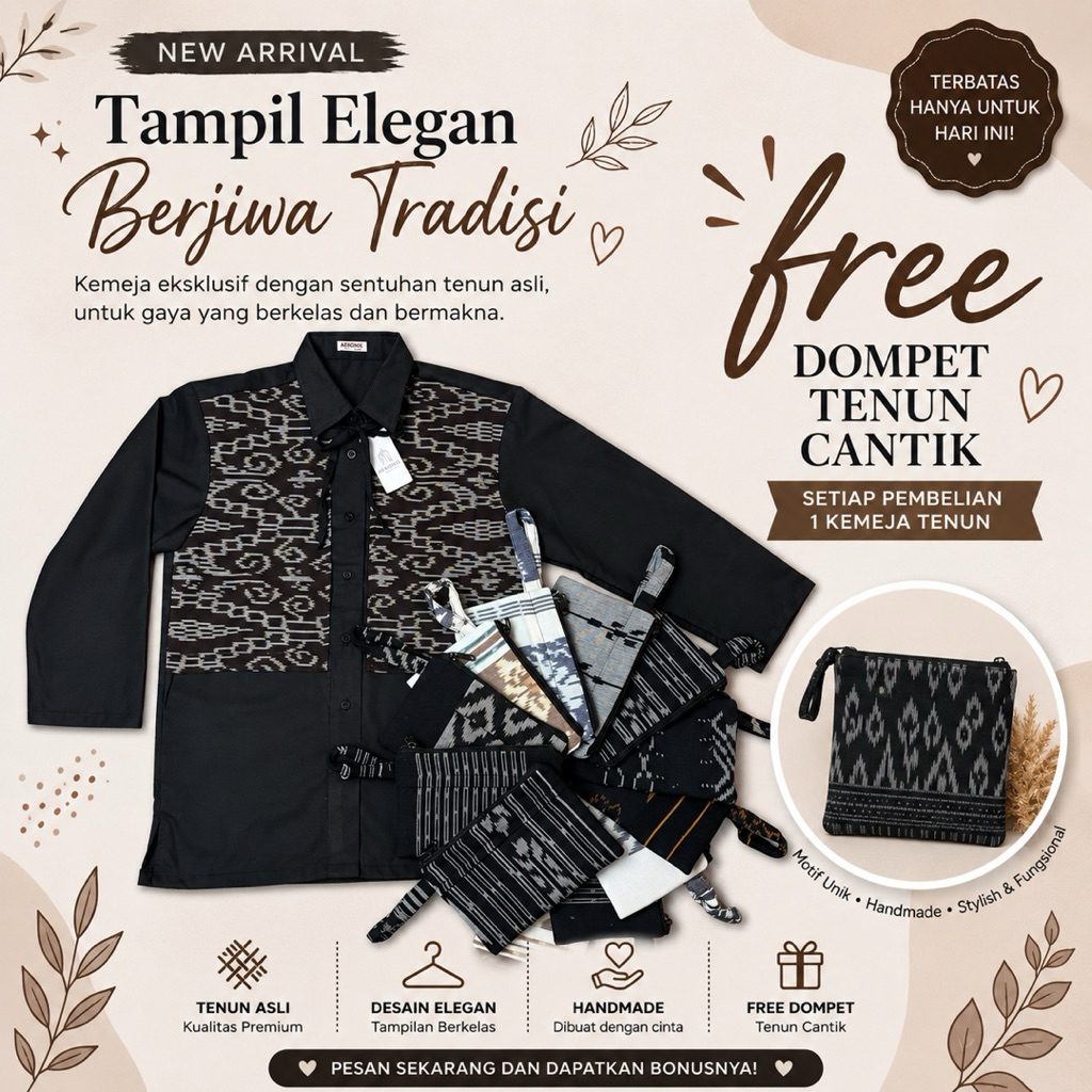 KEMEJA WOMENS WOVEN SHIRT - WOMENS WOVEN TOP FREE WALLET - BONUS WOVEN WALLET