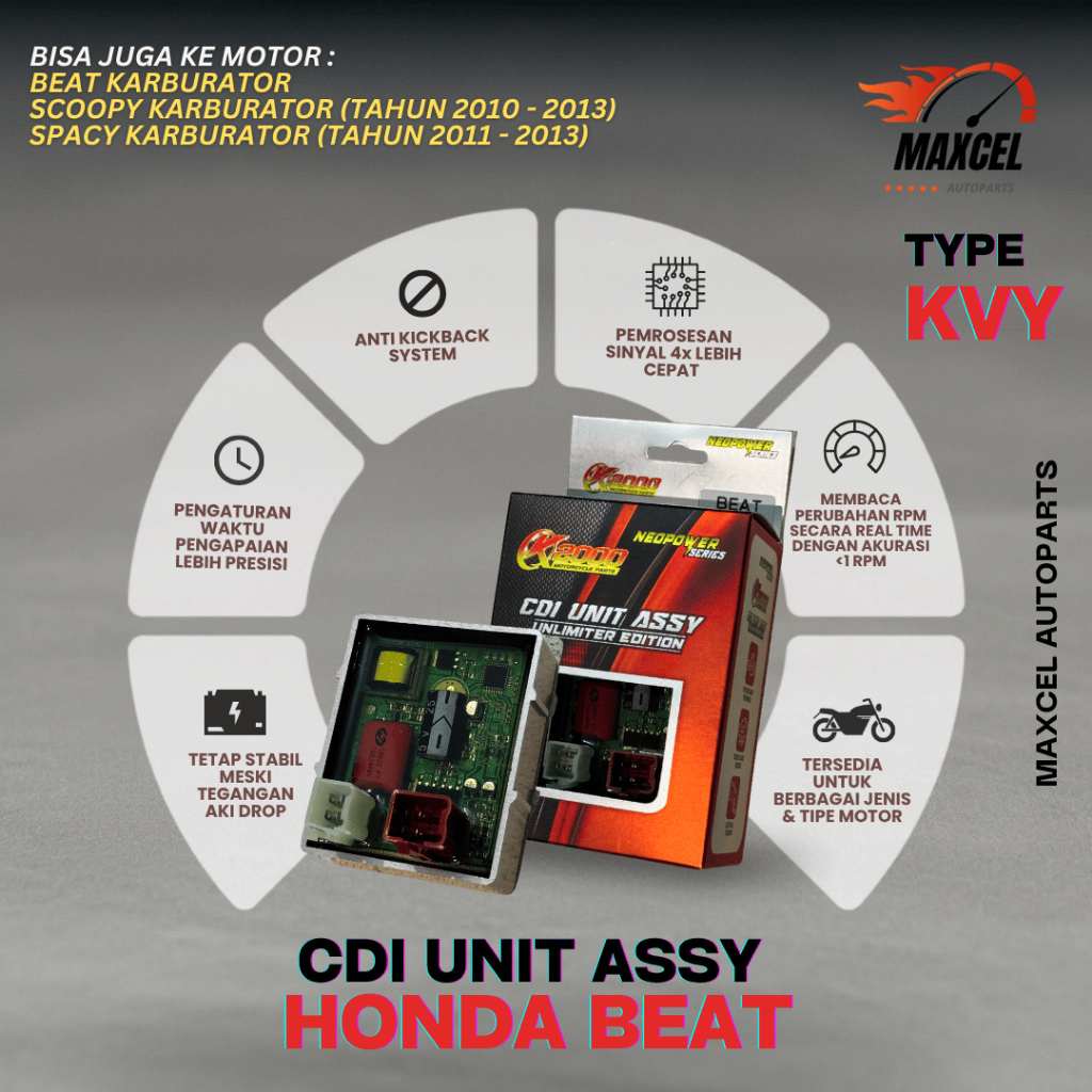 KVY CDI UNIT BEAT CARBON OLD / SPACY CARBON / SCOOPY CARBON IGNITION CDI ECU K2000 คุณภาพสูง