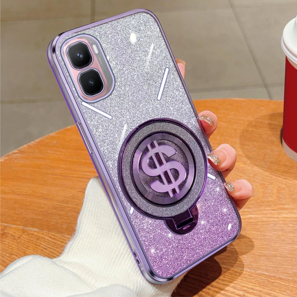 เคสนิ่ม Infinix GT 50 Pro Glitter Dollar Ring Stand รองรับการชาร์จไร้สาย