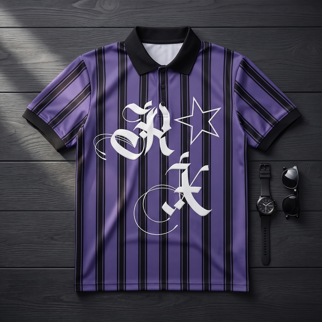 RepX Over Size Premium Polo Jersey พร้อมวัสดุ Dryfit คุณภาพสูง - แถบสีม่วง