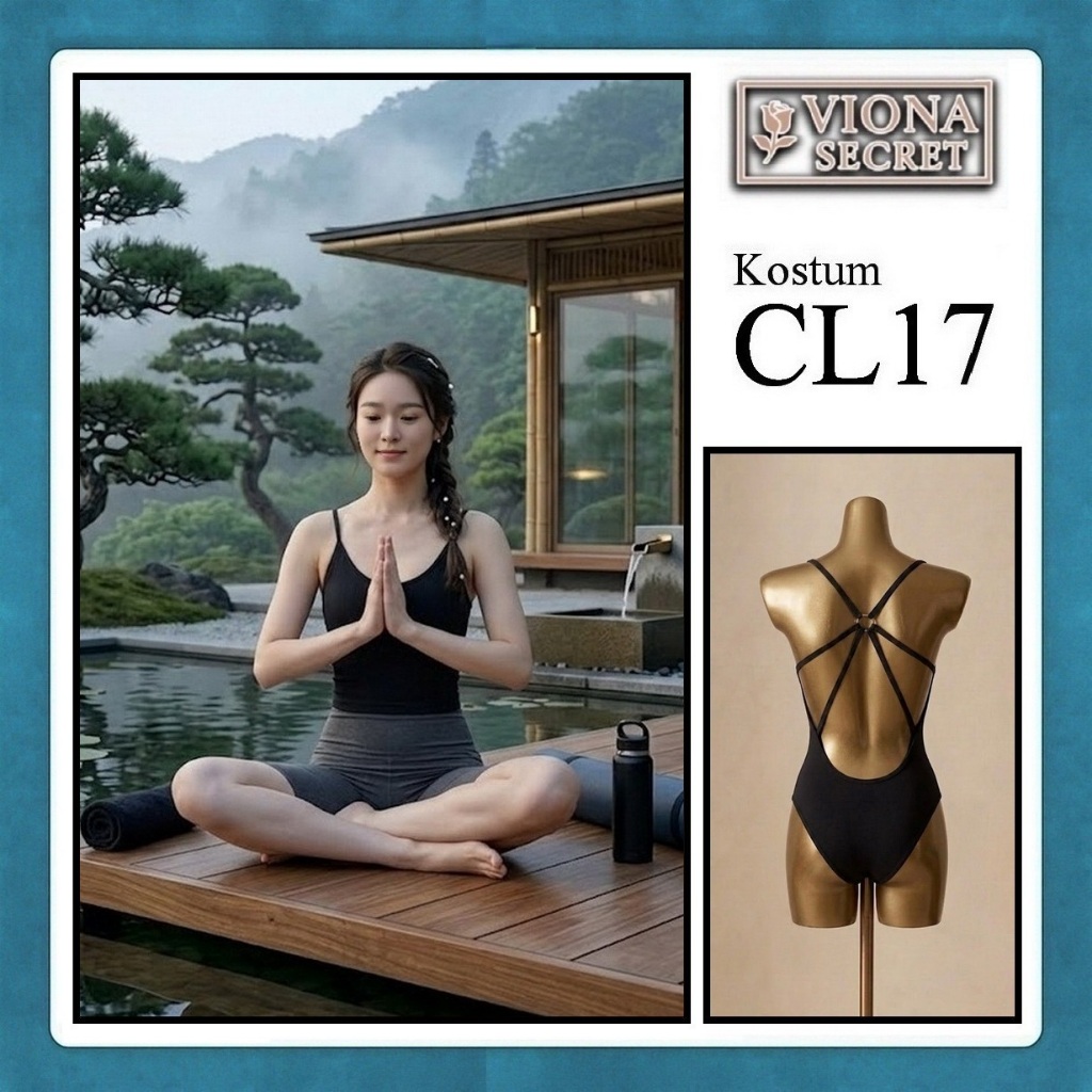 Viona Indoor Yoga Pilates ชุดกีฬาเปลือย - CL17 สีดํา