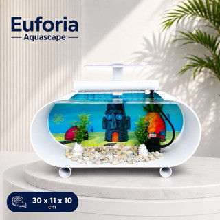 AQUARIUM /AKUARIUM MINI IKAN HIAS FULLSET LAMPU LED DAN ACCESORIES
