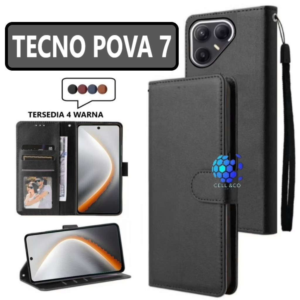 TECNO POVA 7 CASE FLIP LEATHER WALLET PREMIUM FLIP CASE OPEN CLOSE HP CASE FLIP WALLET POVA 7