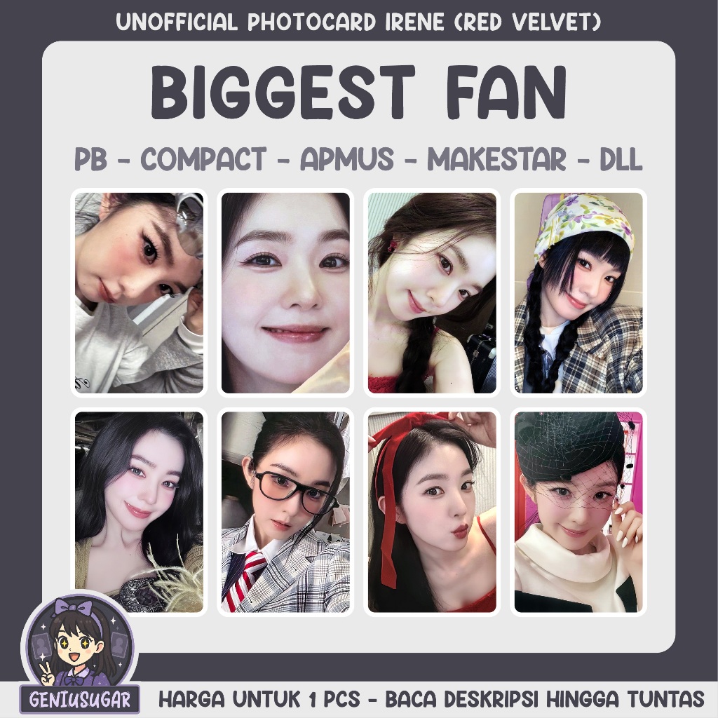 [RED VELVET] IRENE BIGGEST FAN UNOFFICIAL PHOTOCARD