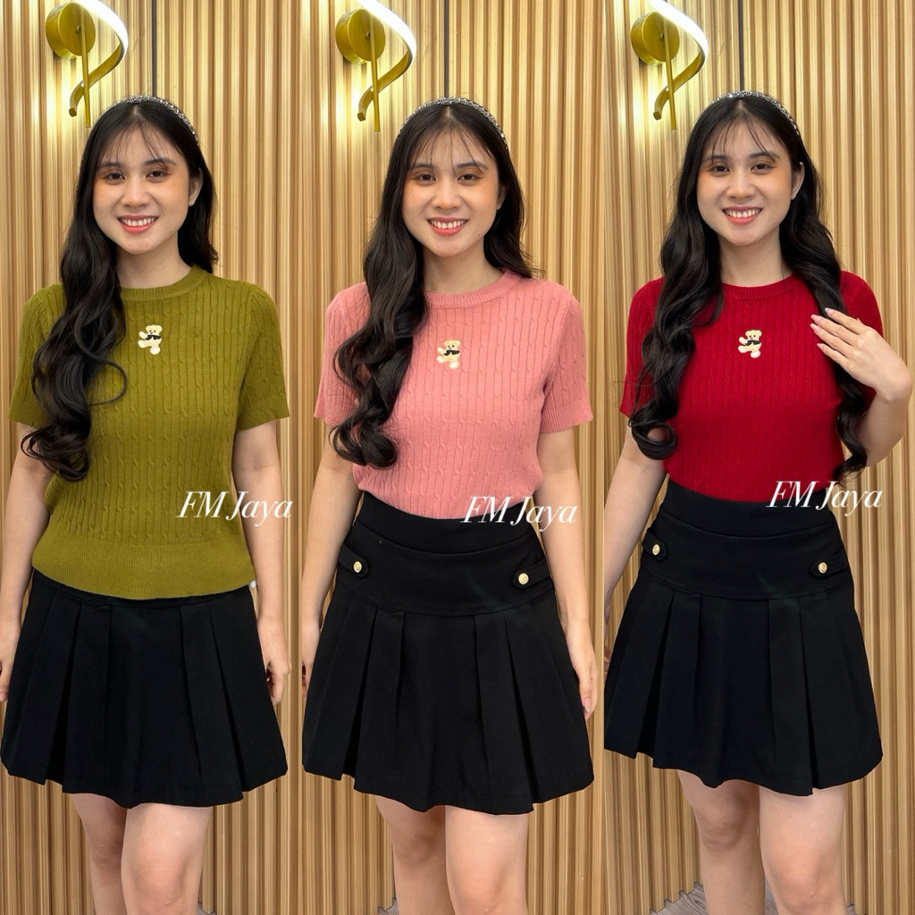 ผู้หญิง KNIT BLOUSE 612 || เสื้อทีม EMBROIDERED KNIT || แขนสั้น KNIT TOP