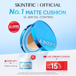 SKINTIFIC - Perfect Stay Velvet Matte Cushion| MINI SIZE Travel Friendly Matte Finish Cocok untuk Kulit Berminyak Berjerawat&Semua Non-Comedogenic Refill Foundation Compact Oil-Control Flawless BB Cream Makeup bedak padat Skin Tint concealer