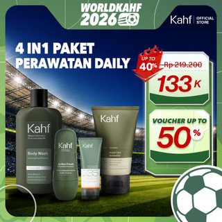 [KAHF BUNDLE 4IN1 PAKET PERAWATAN DAILY USE ESSENTIALS] Paket Personal Care (Face Wash + Sunscreen Moisturizer + Body Wash + Deodorant) - Wajah Cerah Tanpa Ketarik, Terlindungi dari UV, & Badan Bersih Bebas Keringat Seharian - Suitable for Daily Use