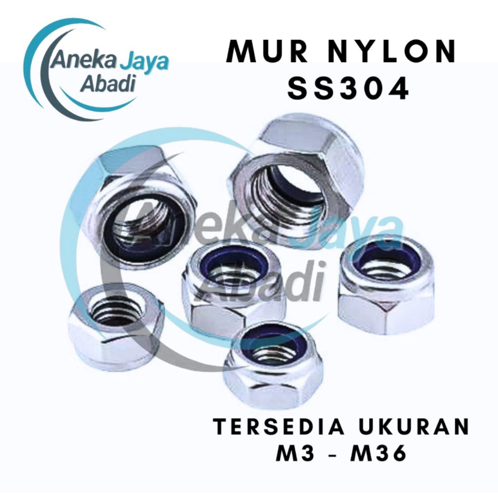NYLON NUT SS304 M10 - M12 - M14 LOCK NUT STAINLESS STEEL 304