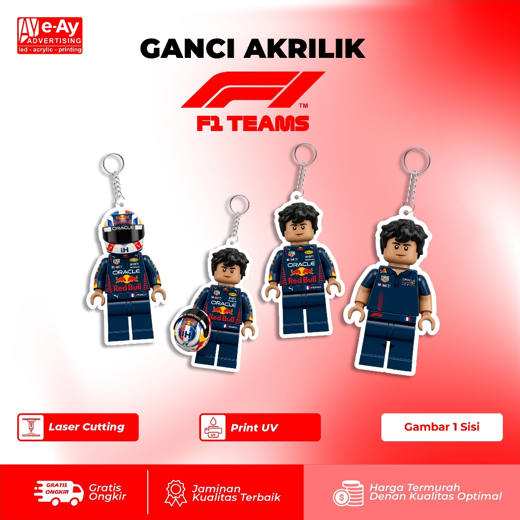 พวงกุญแจอะคริลิคระดับพรีเมียม ทนทาน – F1 Driver Lego Edition Isack Hadjar RedBull Racing | เอยาดอร์ต