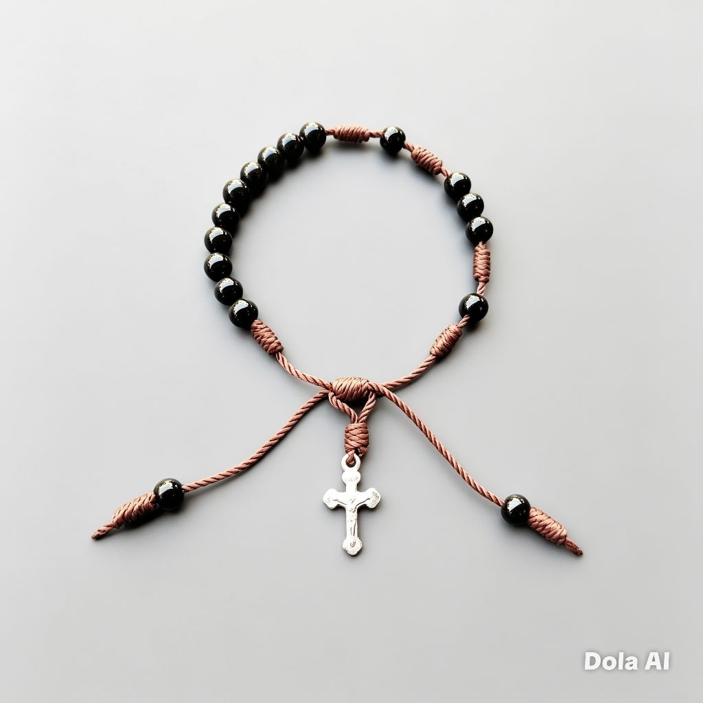 G142 6MM HEAVY PEARL ROSARY BRACELET CATHOLIC CROSS BRACELET
