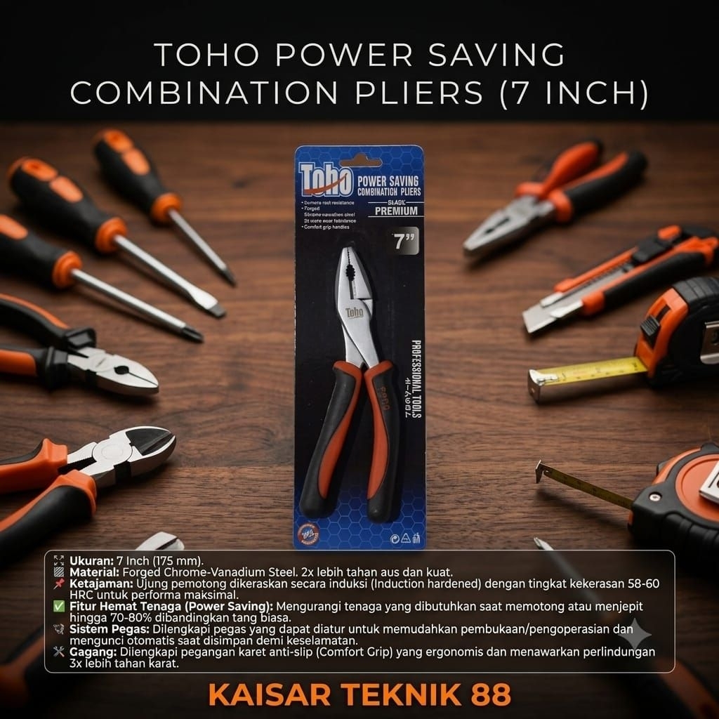 TOHO POWER SAVING COMBINATION PLIERS (7 นิ้ว) BLACK PREMIUM/ TOHO BEND COMBINATION PLIERS (7 นิ้ว)