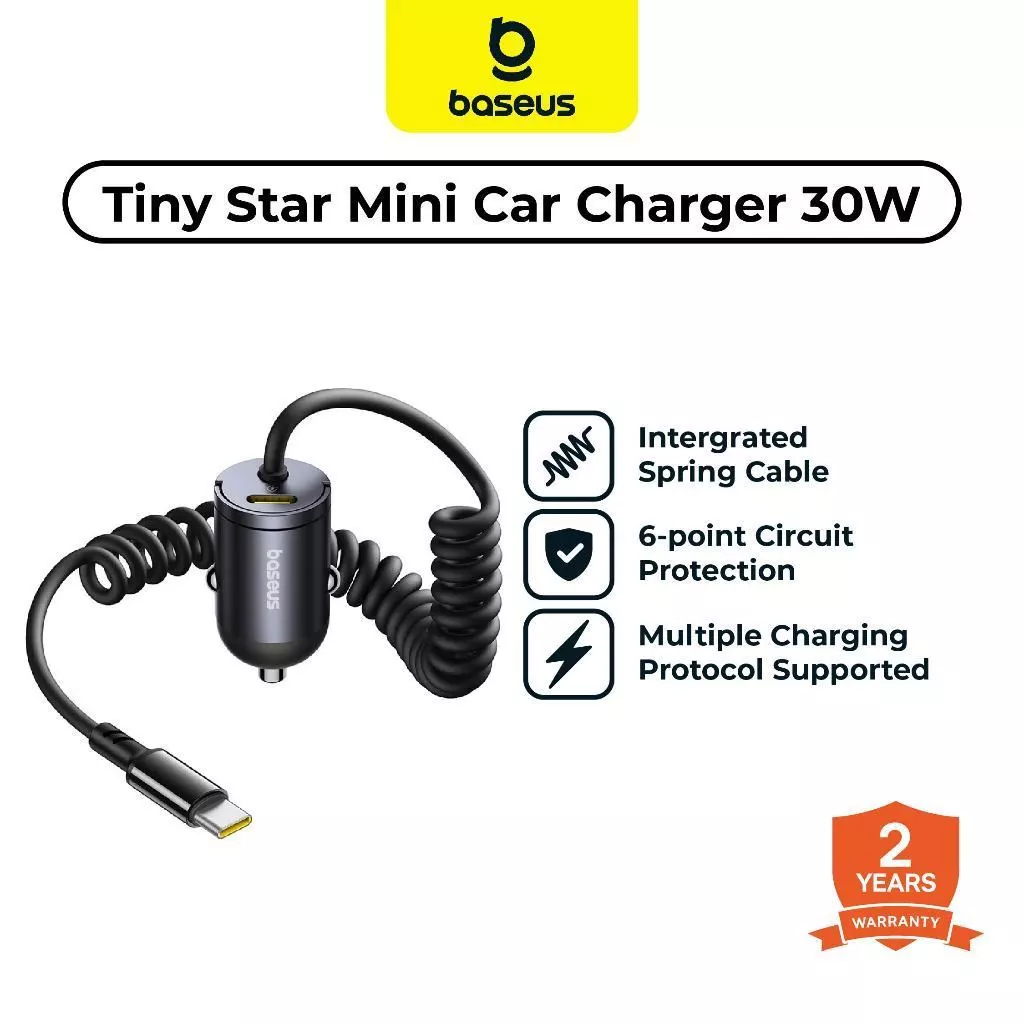 Baseus Tiny Star Mini Car Charger (สาย C+C รวม) Original 30W Fast Charging Car Charger