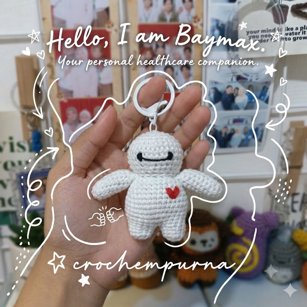 GANTUNGAN Coquechem Perfect - พวงกุญแจโครเชต์ Baymax | ไม้แขวนเสื้อ Baymax | ไม้แขวนถัก