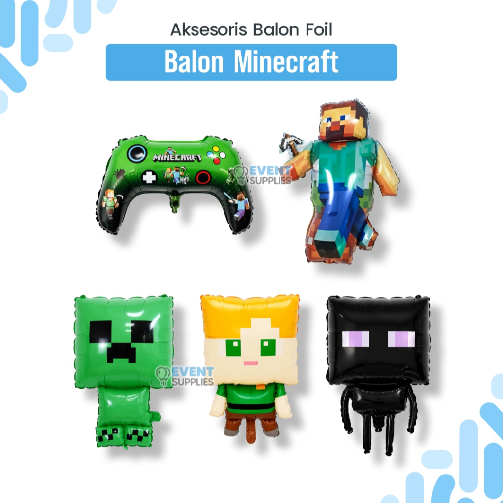 MineCraft Steve Character ฟอยล์บอลลูนตกแต่งวันเกิด / Steve Minecraft Roblox เกมบอลลูน