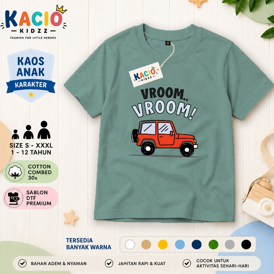 Kacio.Kidzz เสื้อยืดเด็ก Distro Premium Cotton Combed 30s Unisex ชายหญิง Cool สบายอายุ 1-12 ปีหลายสี
