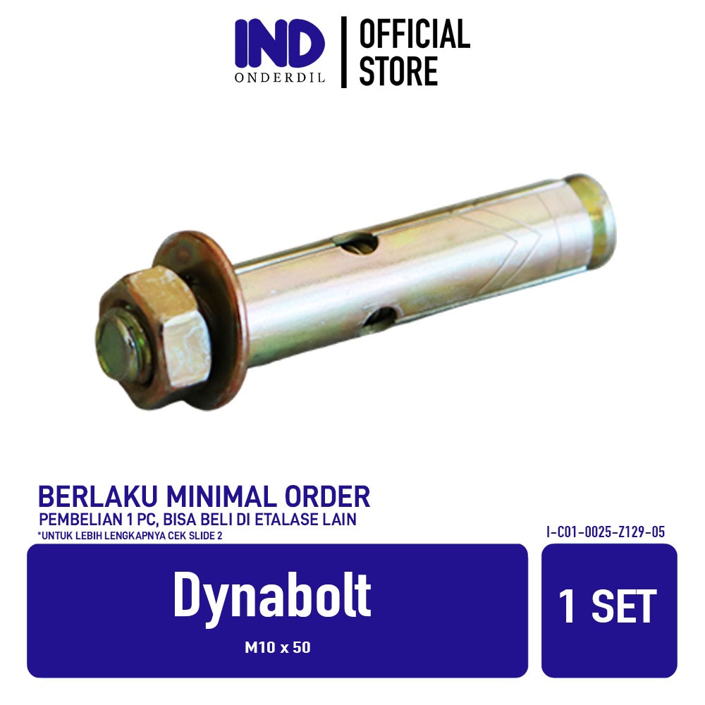 IND PARTY Dynabolt อะไหล่ M10 x 50 Baud คอนกรีต Bolt สกรู Ramset Dyna Bolt Bold Dinabol Anchor 10 มม