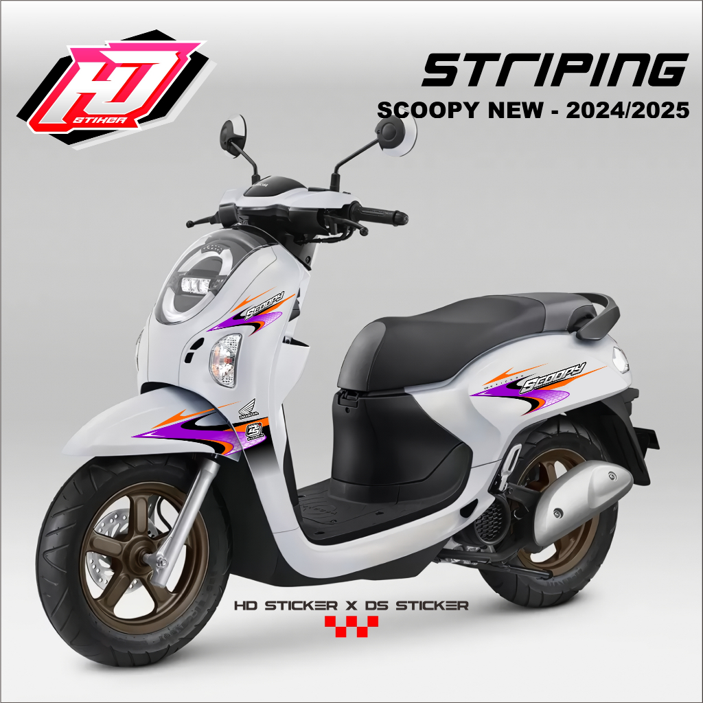 HD Scoopy Striping Sticker 2024 2025 2026 Gen 6 Decal สติกเกอร์ Honda Scoopy WHITE Variant HD-06