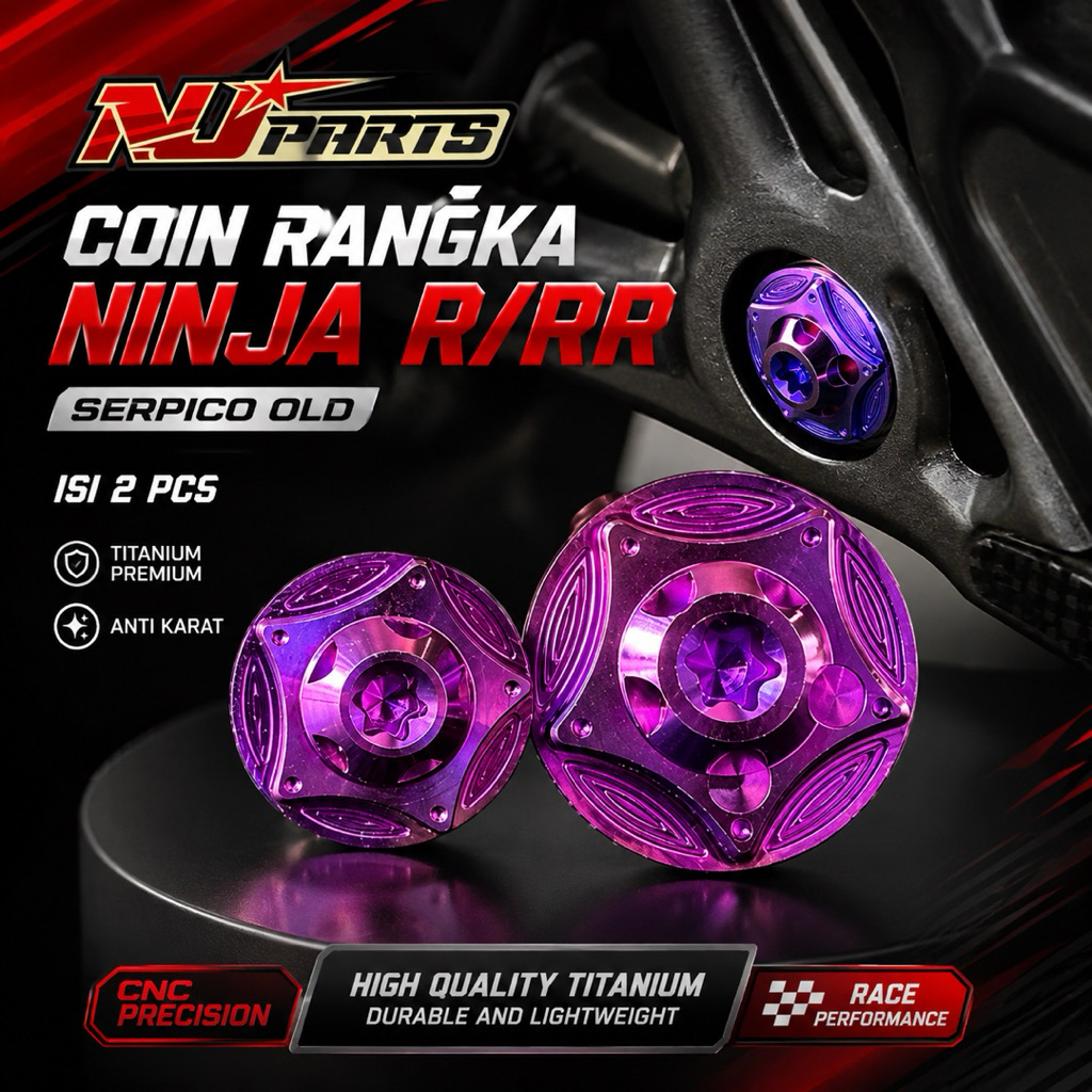 NJ PART ชุดกรอบเหรียญ Ninja R/Ninja RR ราศีพิจิก old & new titanium set 2 ชิ้น