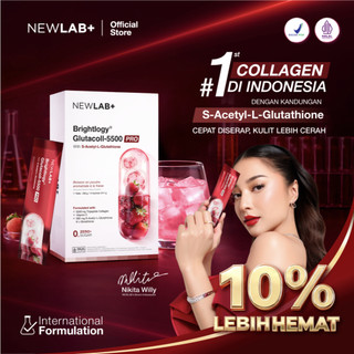 NEWLAB Brightlogy GlutaColl-5500 - PRO Mini   | Collagen Glutathione Drink | 13X Efektif Kulit Cerah & Sehat | S-Acetyl-L-Glutathione|Efektif Memutihkan|7 - 14 Sachet