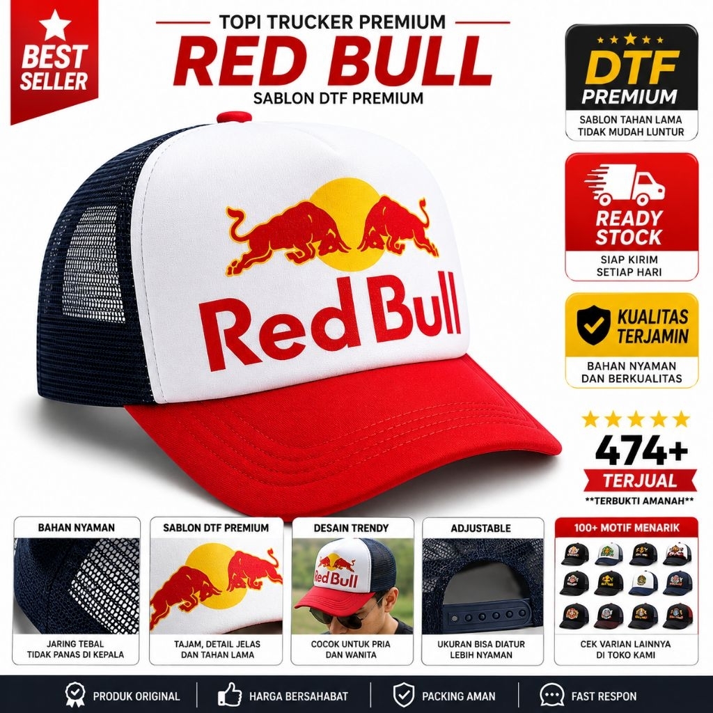หมวกตาข่ายแข่ง Redbull
