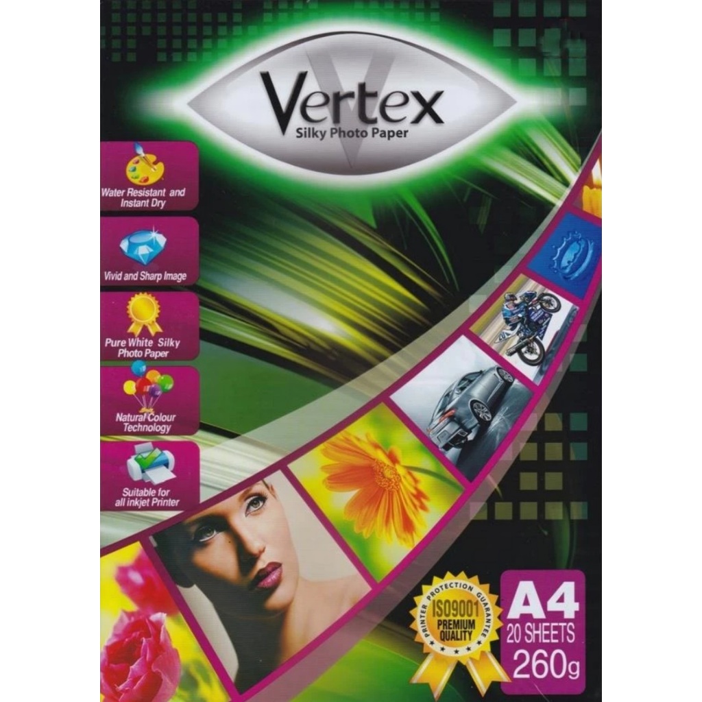 กระดาษภาพถ่าย Silky Vertex 260g / กระดาษภาพถ่าย Vertex Silky 260 Gsm A4